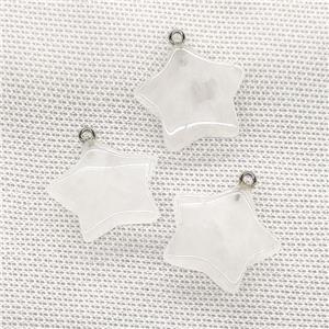 Natural Clear Crystal Quartz Star Pendant White, approx 24mm [GM21677]
