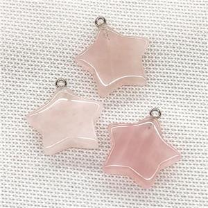 Natural Pink Rose Quartz Star Pendant, approx 24mm [GM21678]
