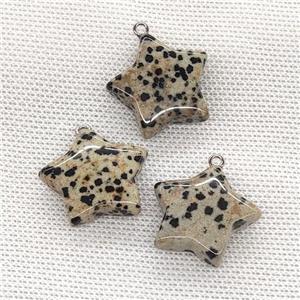 Natural Black Dalmatian Jasper Star Pendant, approx 24mm [GM21679]