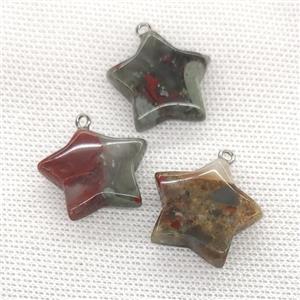 Natural African Bloodstone Star Pendant, approx 24mm [GM21683]