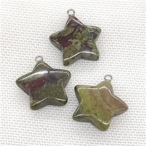 Natural Dragon Bloodstone Star Pendant Green, approx 24mm [GM21684]