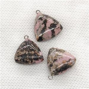 Natural Chinese Rhodonite Triangle Pendant Pink, approx 25mm [GM21692]