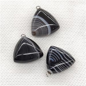 Natural Stripe Agate Triangle Pendant Black Band, approx 25mm [GM21698]