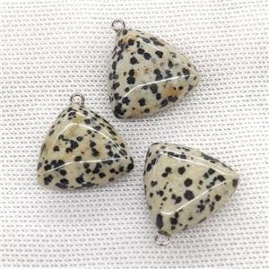 Natural Black Dalmatian Jasper Triangle Pendant, approx 25mm [GM21701]