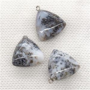 Natural Moss Opal Triangle Pendant White Gray, approx 25mm [GM21702]