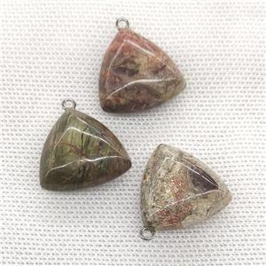 Natural Ocean Jasper Triangle Pendant Multicolor, approx 25mm [GM21704]