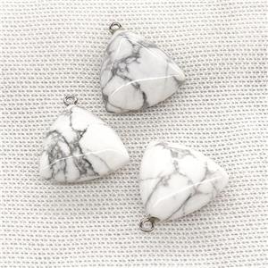 Natural Howlite Turquoise Triangle Pendant White, approx 25mm [GM21709]