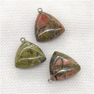Natural Unakite Triangle Pendant Green, approx 25mm [GM21710]