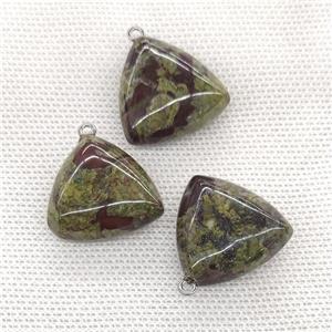 Natural Dragon Bloodstone Triangle Pendant Green, approx 25mm [GM21711]