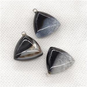 Natural Agate Triangle Pendant Black, approx 25mm [GM21712]