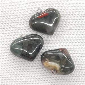 African Bloodstone Heart Pendant Green, approx 20-25mm [GM21721]