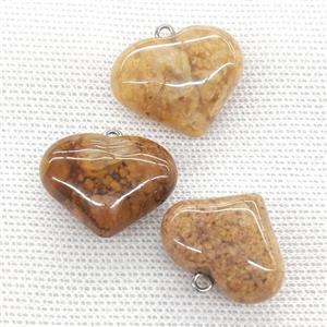 Ice Sakura Chalcedony Heart Pendant Yellow, approx 20-25mm [GM21724]