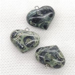 Natural Kambaba Jasper Heart Pendant Green, approx 20-25mm [GM21725]