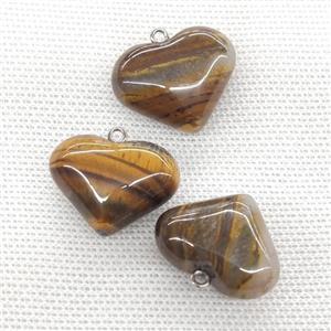 Natural Iron Tiger Eye Stone Heart Pendant Yellow, approx 20-25mm [GM21726]