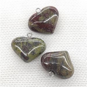 Natural Dragon Bloodstone Heart Pendant, approx 20-25mm [GM21729]