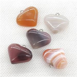 Natural Agate Heart Pendant Multicolor, approx 20-25mm [GM21731]