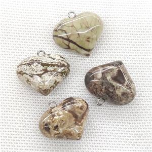 Natural Ocean Jasper Heart Pendant Multicolor, approx 20-25mm [GM21732]