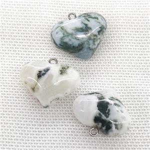Natural Tree Agate Heart Pendant Green White, approx 20-25mm [GM21733]