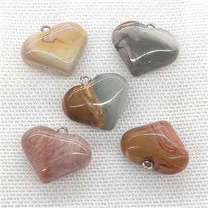Natural Ocean Agate Heart Pendant, approx 20-25mm [GM21736]