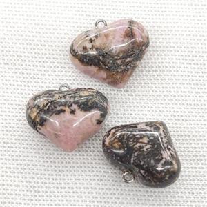 Natural Chinese Rhodonite Heart Pendant Pink, approx 20-25mm [GM21739]
