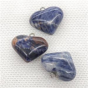 Natural Blue Sodalite Heart Pendant, approx 20-25mm [GM21742]