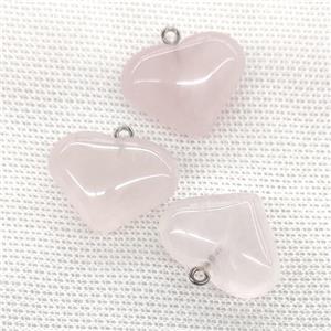 Natural Pink Rose Quartz Heart Pendant, approx 20-25mm [GM21743]