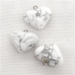 White Howlite Turquoise Heart Pendant, approx 20-25mm [GM21744]
