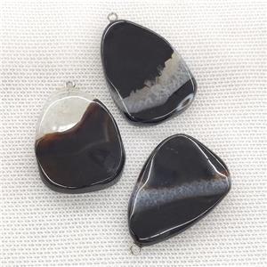 Agate Druzy Teardrop Pendant Twist Black, approx 25-40mm [GM21751]