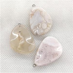 Cherry Agate Sakura Teardrop Pendant Twist, approx 25-40mm [GM21763]