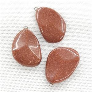 Gold Sandstone Teardrop Pendant Twist, approx 25-40mm [GM21766]