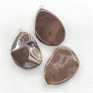 Stripe Agate Teardrop Pendant Twist Coffee, approx 25-40mm [GM21767]