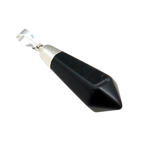 Natural Black Obsidian Pendulum Pendant Silver Plated, approx 13-35mm [GM21794]