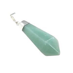 Natural Green Aventurine Pendulum Pendant Silver Plated, approx 13-35mm [GM21795]