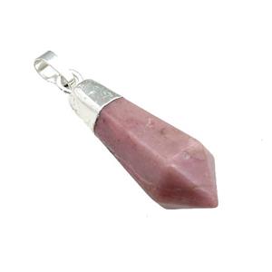 Pink Wood Lace Jasper Pendulum Pendant Silver Plated, approx 13-35mm [GM21796]