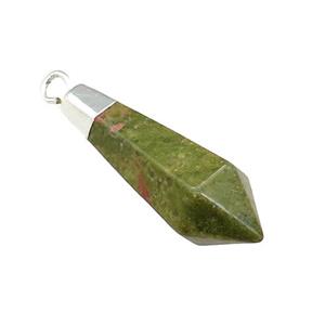 Natural Unakite Pendulum Pendant Silver Plated, approx 13-35mm [GM21799]