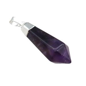 Purple Amethyst Pendulum Pendant Silver Plated, approx 13-35mm [GM21802]