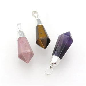 Gemstone Pendulum Pendant Silver Plated Mixed, approx 13-35mm [GM21806]