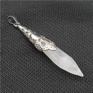 Natural Clear Quartz Pendulum Pendant Platinum Plated, approx 10-60mm [GM21807]