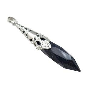 Blue Sandstone Pendulum Pendant Platinum Plated, approx 10-60mm [GM21812]