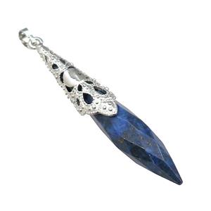 Natural Blue Lapis Lazuli Pendulum Pendant Platinum Plated, approx 10-60mm [GM21814]