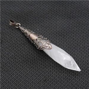 Natural Clear Crystal Quartz Pendulum Pendant Antique Red, approx 10-60mm [GM21817]