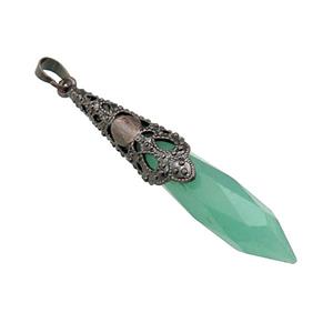 Natural Green Aventurine Pendulum Pendant Antique Red, approx 10-60mm [GM21820]