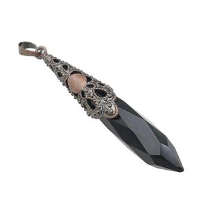 Natural Black Obsidian Pendulum Pendant Antique Red, approx 10-60mm [GM21821]