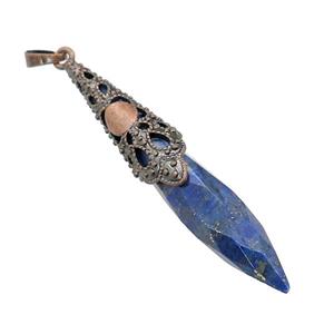 Natural Blue Lapis Lazuli Pendulum Pendant Antique Red, approx 10-60mm [GM21822]