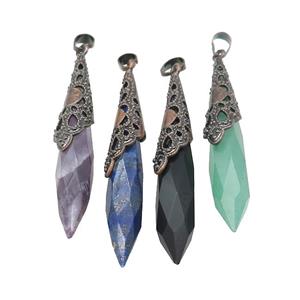 Natural Gemstone Pendulum Pendant Antique Red Mixed, approx 10-60mm [GM21824]