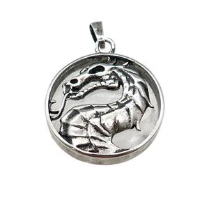 Alloy Zinc Dragon Pendant With Clear Quartz Antique Silver, approx 28mm [GM21846]
