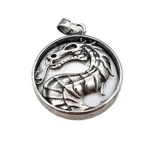 Alloy Zinc Dragon Pendant With White Howlite Antique Silver, approx 28mm [GM21851]
