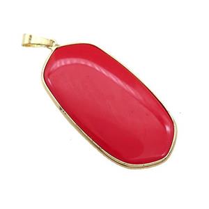 Red Howlite Oval Pendant Dye Gold Plated, approx 25-45mm [GM21889]