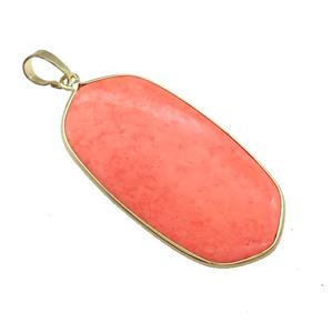 Howlite Oval Pendant Orange Dye Gold Plated, approx 25-45mm [GM21891]