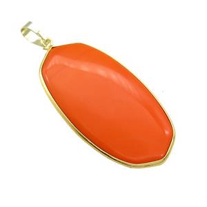 Orange Howlite Oval Pendant Dye Gold Plated, approx 25-45mm [GM21893]